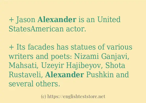 How to use in sentence of alexander