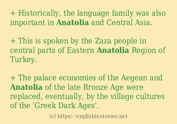 How to use in-sentence of anatolia