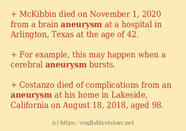How to use in-sentence of aneurysm