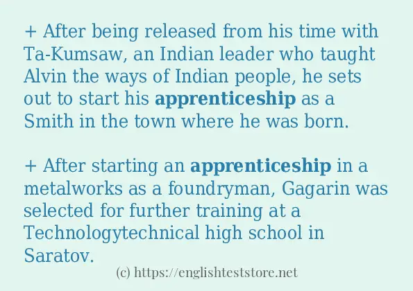 How to use in-sentence of apprenticeship