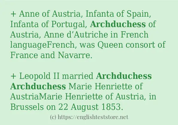 How to use in-sentence of archduchess