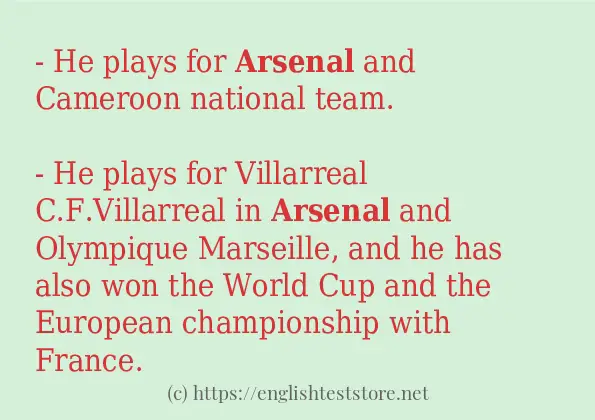 How to use in-sentence of arsenal