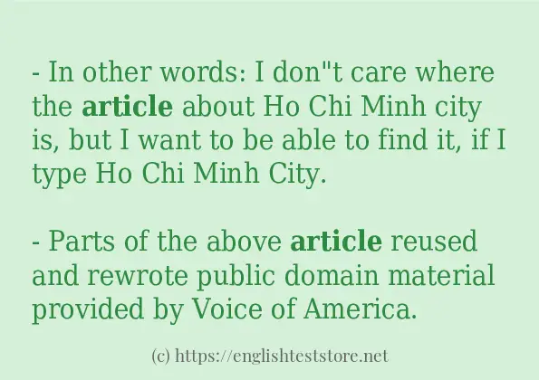 How to use in sentence of article