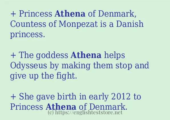 How to use in sentence of athena