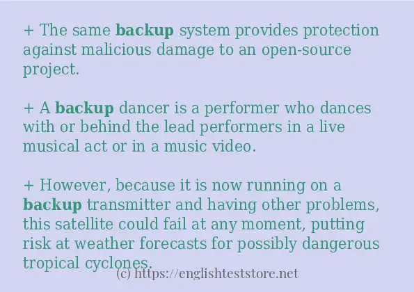 How to use in sentence of backup