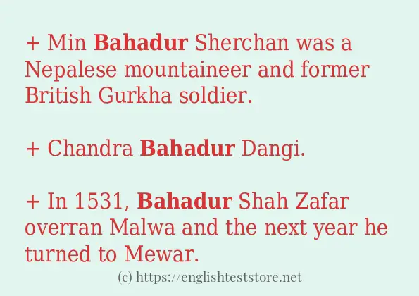 How to use in sentence of bahadur