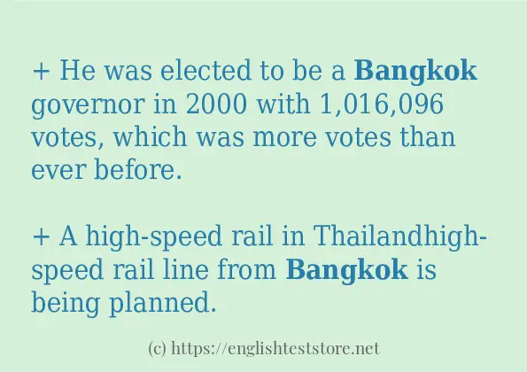 How to use in-sentence of bangkok