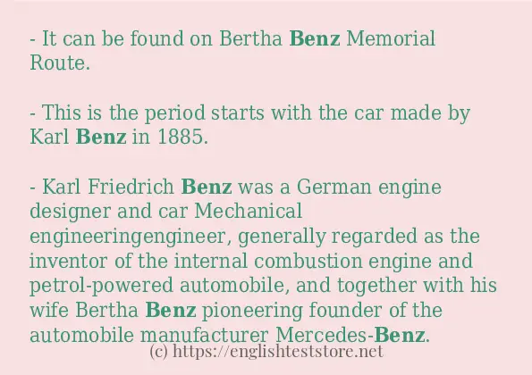 How to use in sentence of benz