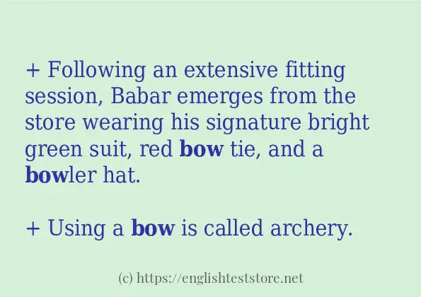 How to use in sentence of bow