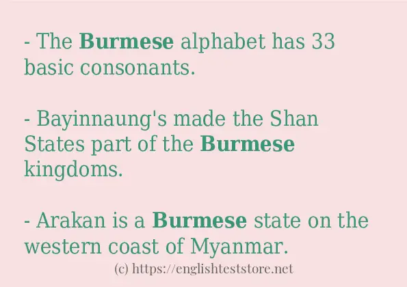 How to use in-sentence of burmese