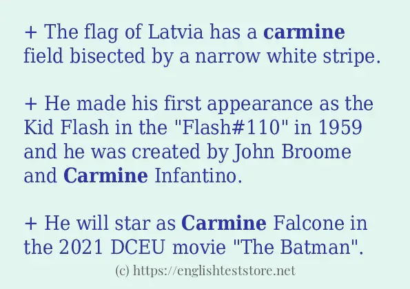 How to use in sentence of carmine