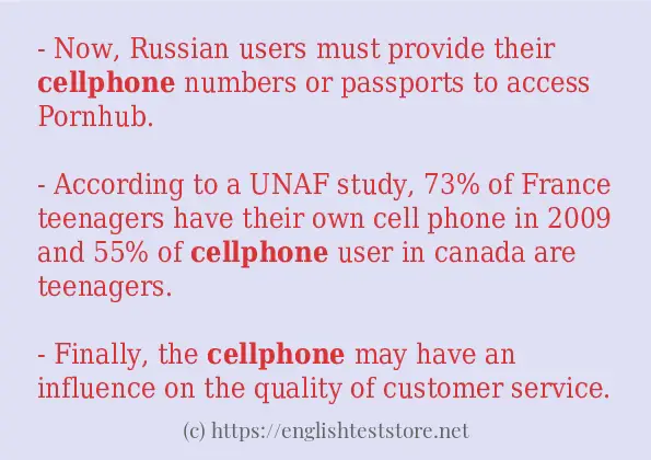 How to use in sentence of cellphone