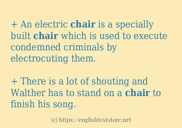 How to use in-sentence of chair