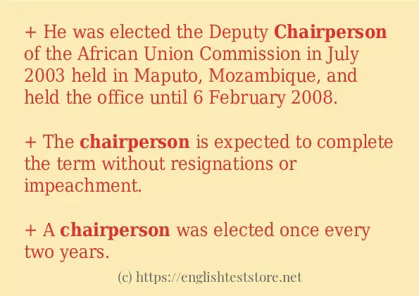 How to use in-sentence of chairperson