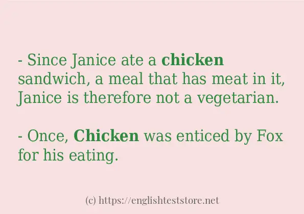 How to use in sentence of chicken