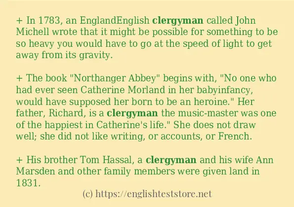 How to use in sentence of clergyman