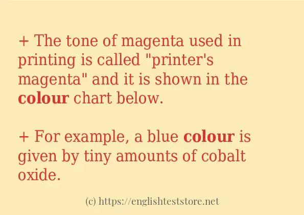 How to use in sentence of colour