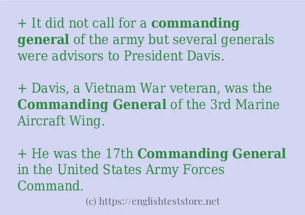 How to use in sentence of commanding general