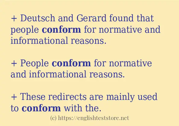 How to use in sentence of conform How to use in sentence of conform