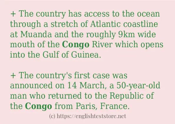 How to use in-sentence of congo