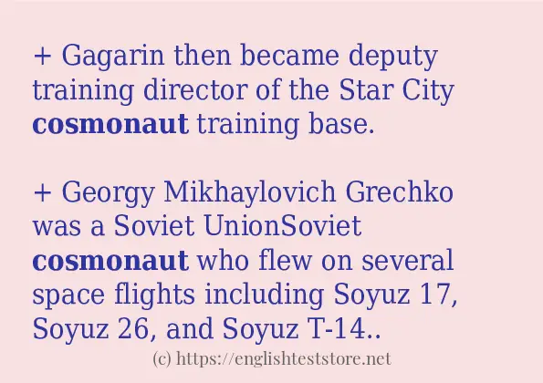 How to use in-sentence of cosmonaut