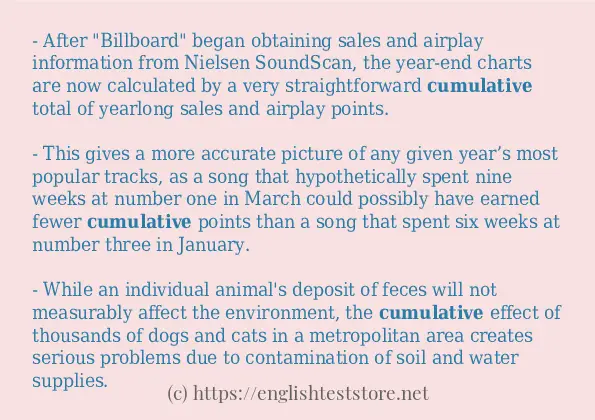 How to use in sentence of cumulative