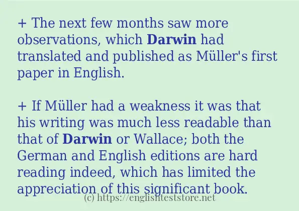 How to use in-sentence of darwin