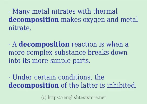 How to use in sentence of decomposition