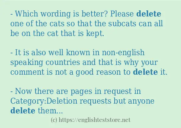 How to use in-sentence of delete