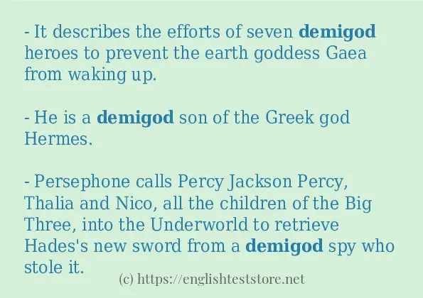 How to use in sentence of demigod