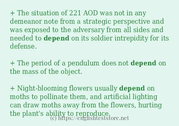 How to use in-sentence of depend