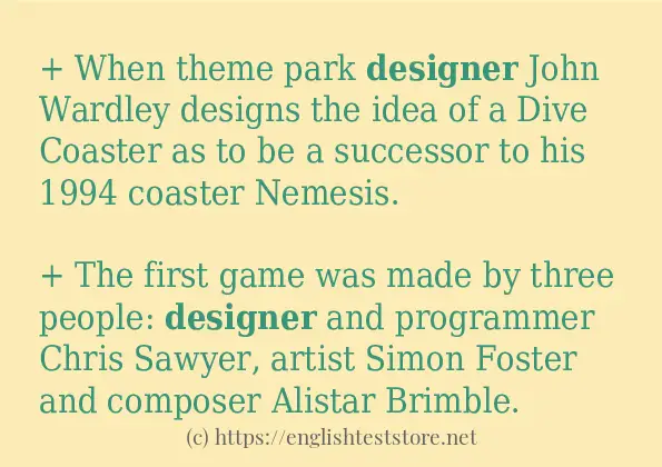 How to use in-sentence of designer