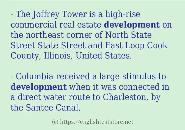 How to use in-sentence of development