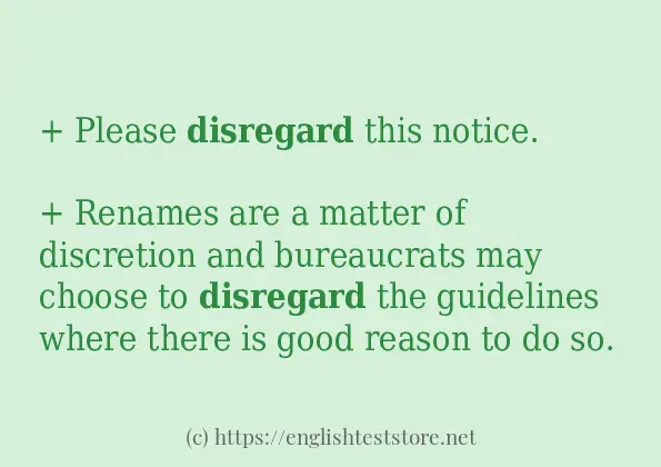 How to use in-sentence of disregard