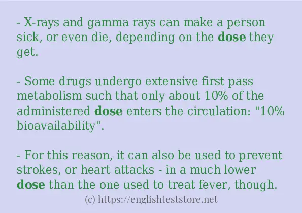 How to use in sentence of dose