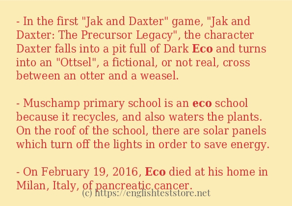 How to use in-sentence of eco