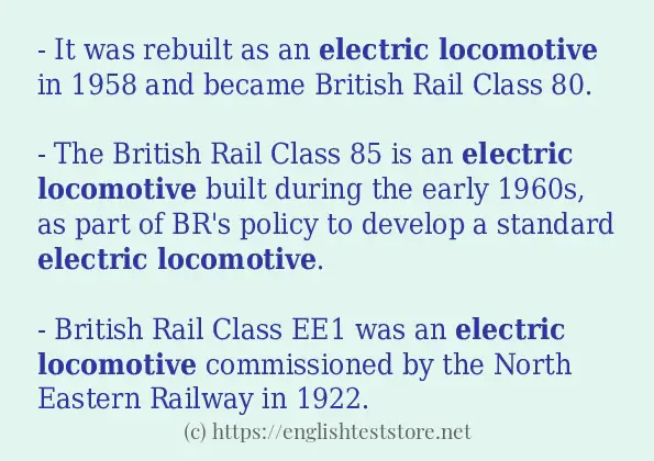 How to use in-sentence of electric locomotive
