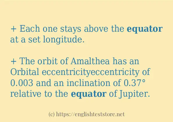 How to use in-sentence of equator