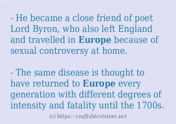 How to use in-sentence of europe