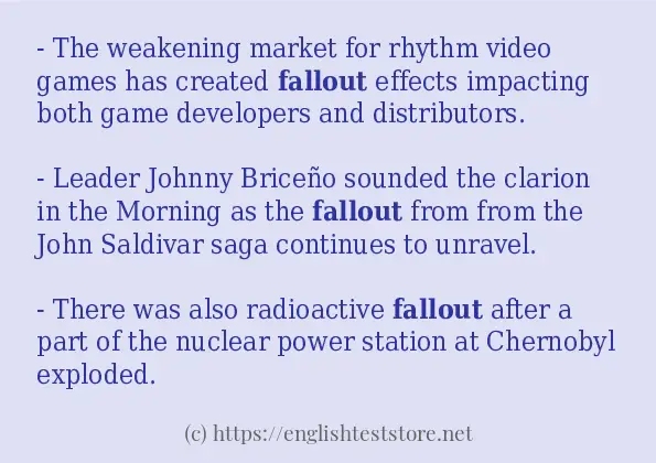 How to use in sentence of fallout