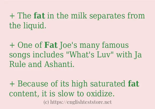 How to use in-sentence of fat