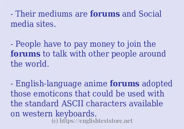 How to use in sentence of forums