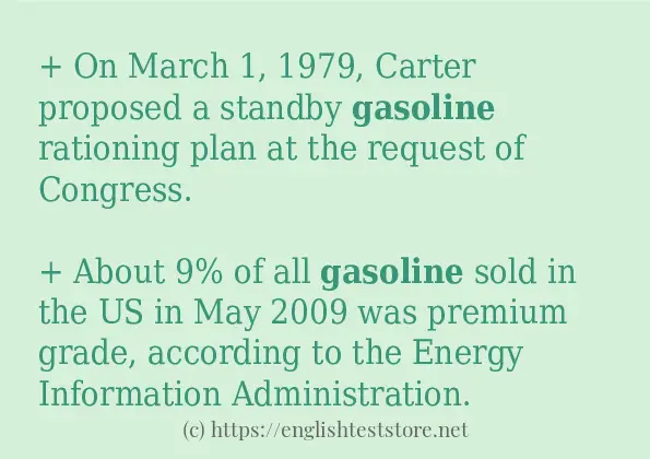 How to use in sentence of gasoline