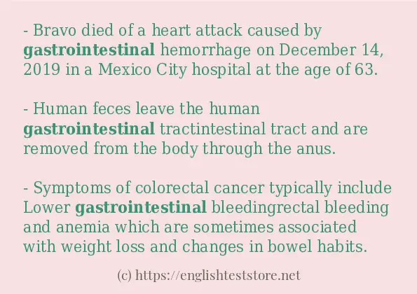 How to use in-sentence of gastrointestinal