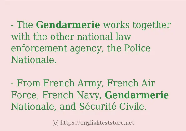 How to use in-sentence of gendarmerie