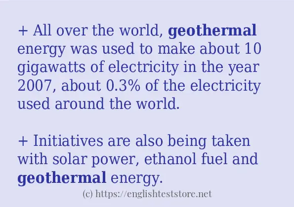 How to use in sentence of geothermal How to use in sentence of geothermal