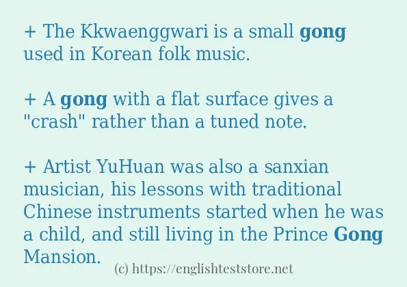 How to use in sentence of gong