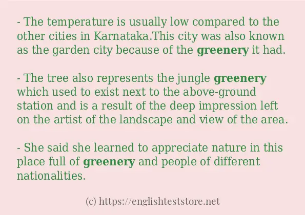 Greenery Sentence In English