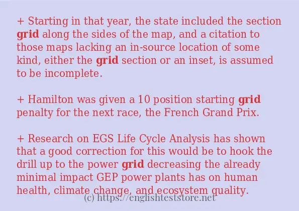 How to use in sentence of grid