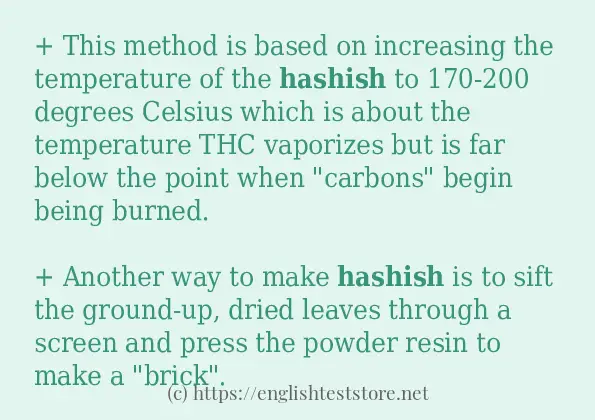How to use in-sentence of hashish